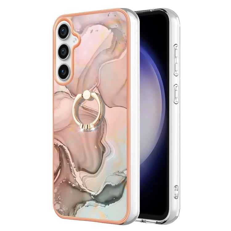 Electroplating Marble Dual-side IMD Phone Case with Ring, For Samsung Galaxy A25 5G, For Samsung Galaxy S23 FE 5G, For Samsung Galaxy A24 4G, For Samsung Galaxy A04e