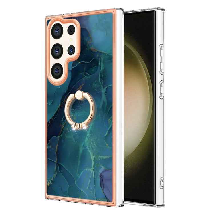 Electroplating Marble Dual-side IMD Phone Case with Ring, For Samsung Galaxy A15 5G, For Samsung Galaxy A55, For Samsung Galaxy A35, For Samsung Galaxy S24 Ultra 5G, For Samsung Galaxy S24+ 5G, For Samsung Galaxy S24 5G, For Samsung Galaxy A05���������...