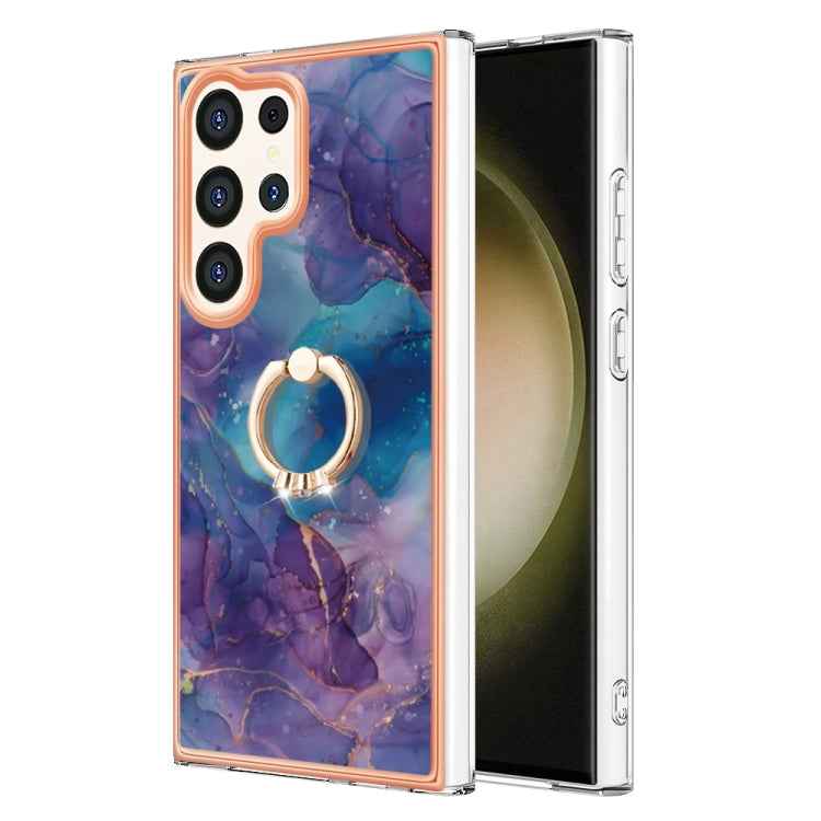 Electroplating Marble Dual-side IMD Phone Case with Ring, For Samsung Galaxy A15 5G, For Samsung Galaxy A55, For Samsung Galaxy A35, For Samsung Galaxy S24 Ultra 5G, For Samsung Galaxy S24+ 5G, For Samsung Galaxy S24 5G, For Samsung Galaxy A05���������...