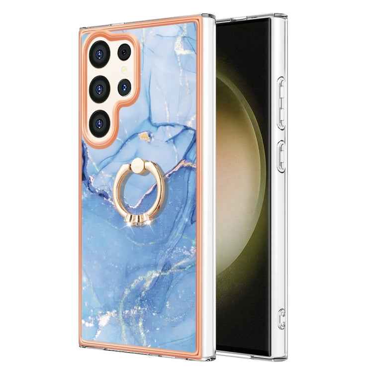 Electroplating Marble Dual-side IMD Phone Case with Ring, For Samsung Galaxy A15 5G, For Samsung Galaxy A55, For Samsung Galaxy A35, For Samsung Galaxy S24 Ultra 5G, For Samsung Galaxy S24+ 5G, For Samsung Galaxy S24 5G, For Samsung Galaxy A05���������...