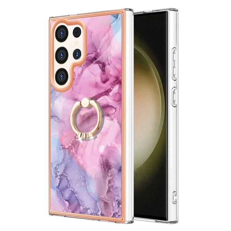Electroplating Marble Dual-side IMD Phone Case with Ring, For Samsung Galaxy A15 5G, For Samsung Galaxy A55, For Samsung Galaxy A35, For Samsung Galaxy S24 Ultra 5G, For Samsung Galaxy S24+ 5G, For Samsung Galaxy S24 5G, For Samsung Galaxy A05���������...