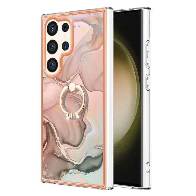 Electroplating Marble Dual-side IMD Phone Case with Ring, For Samsung Galaxy A15 5G, For Samsung Galaxy A55, For Samsung Galaxy A35, For Samsung Galaxy S24 Ultra 5G, For Samsung Galaxy S24+ 5G, For Samsung Galaxy S24 5G, For Samsung Galaxy A05���������...