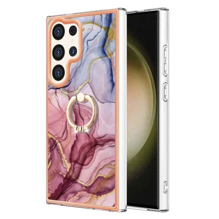 Electroplating Marble Dual-side IMD Phone Case with Ring, For Samsung Galaxy A15 5G, For Samsung Galaxy A55, For Samsung Galaxy A35, For Samsung Galaxy S24 Ultra 5G, For Samsung Galaxy S24+ 5G, For Samsung Galaxy S24 5G, For Samsung Galaxy A05���������...
