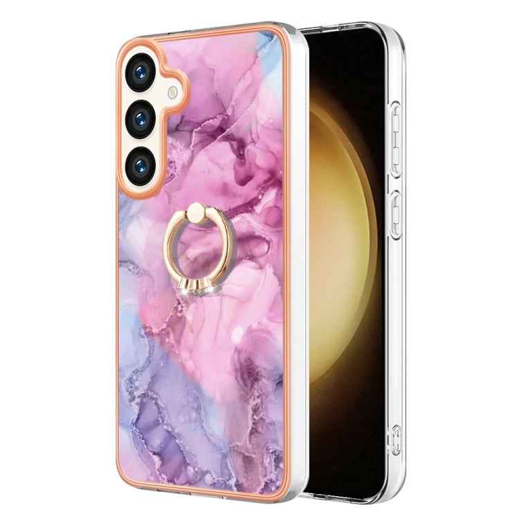 Electroplating Marble Dual-side IMD Phone Case with Ring, For Samsung Galaxy A15 5G, For Samsung Galaxy A55, For Samsung Galaxy A35, For Samsung Galaxy S24 Ultra 5G, For Samsung Galaxy S24+ 5G, For Samsung Galaxy S24 5G, For Samsung Galaxy A05���������...