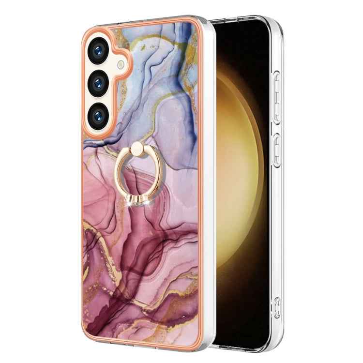 Electroplating Marble Dual-side IMD Phone Case with Ring, For Samsung Galaxy A15 5G, For Samsung Galaxy A55, For Samsung Galaxy A35, For Samsung Galaxy S24 Ultra 5G, For Samsung Galaxy S24+ 5G, For Samsung Galaxy S24 5G, For Samsung Galaxy A05���������...