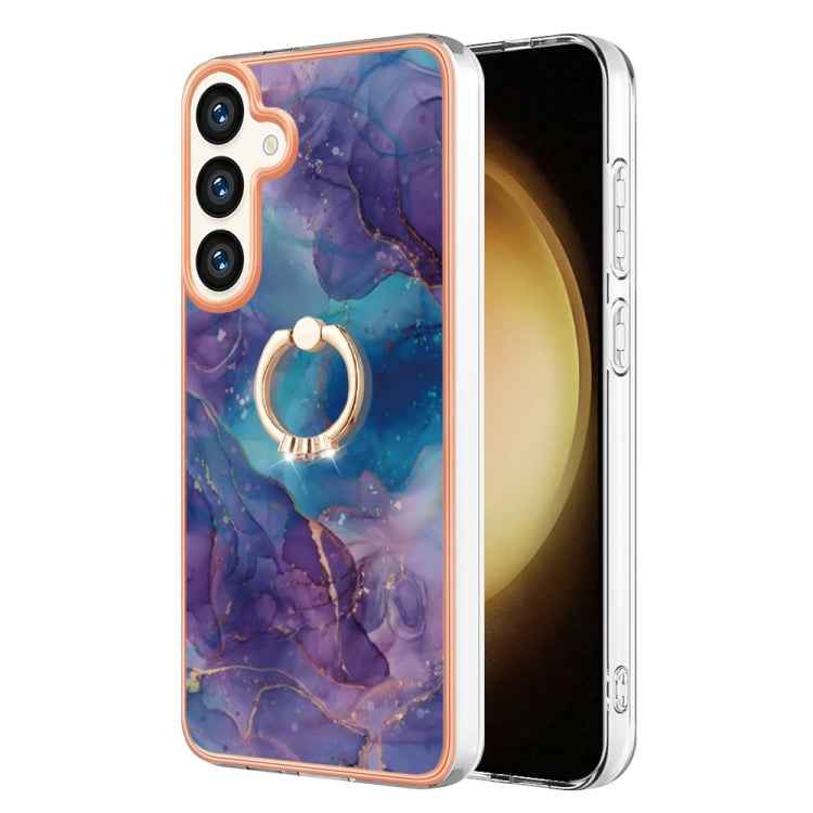 Electroplating Marble Dual-side IMD Phone Case with Ring, For Samsung Galaxy A15 5G, For Samsung Galaxy A55, For Samsung Galaxy A35, For Samsung Galaxy S24 Ultra 5G, For Samsung Galaxy S24+ 5G, For Samsung Galaxy S24 5G, For Samsung Galaxy A05���������...