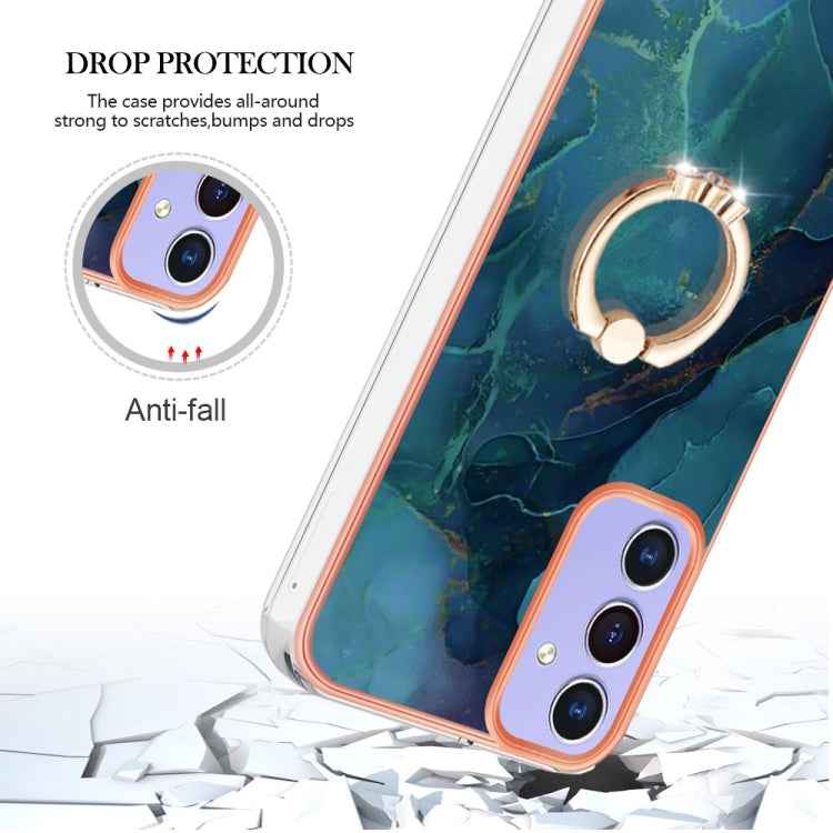 Electroplating Marble Dual-side IMD Phone Case with Ring, For Samsung Galaxy A15 5G, For Samsung Galaxy A55, For Samsung Galaxy A35, For Samsung Galaxy S24 Ultra 5G, For Samsung Galaxy S24+ 5G, For Samsung Galaxy S24 5G, For Samsung Galaxy A05���������...