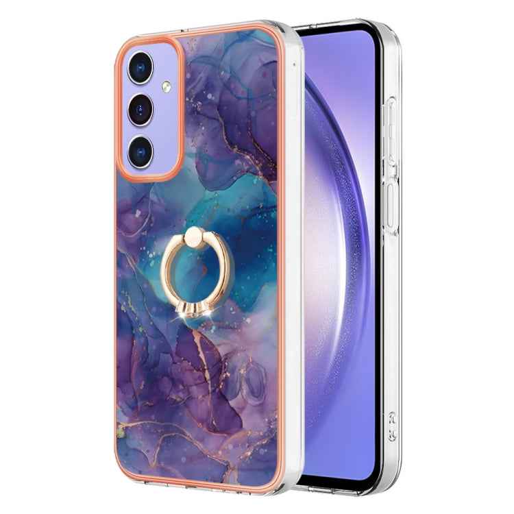 Electroplating Marble Dual-side IMD Phone Case with Ring, For Samsung Galaxy A15 5G, For Samsung Galaxy A55, For Samsung Galaxy A35, For Samsung Galaxy S24 Ultra 5G, For Samsung Galaxy S24+ 5G, For Samsung Galaxy S24 5G, For Samsung Galaxy A05���������...