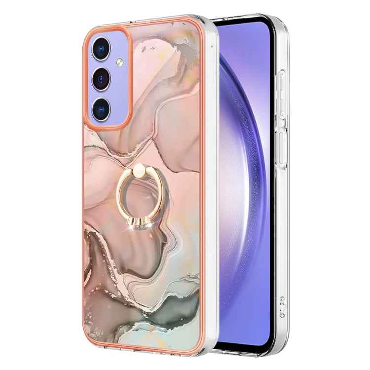 Electroplating Marble Dual-side IMD Phone Case with Ring, For Samsung Galaxy A15 5G, For Samsung Galaxy A55, For Samsung Galaxy A35, For Samsung Galaxy S24 Ultra 5G, For Samsung Galaxy S24+ 5G, For Samsung Galaxy S24 5G, For Samsung Galaxy A05���������...