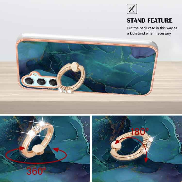 Electroplating Marble Dual-side IMD Phone Case with Ring, For Samsung Galaxy A25 5G, For Samsung Galaxy S23 FE 5G, For Samsung Galaxy A24 4G, For Samsung Galaxy A04e