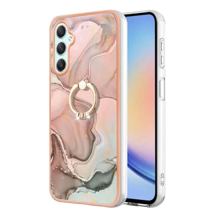 Electroplating Marble Dual-side IMD Phone Case with Ring, For Samsung Galaxy A25 5G, For Samsung Galaxy S23 FE 5G, For Samsung Galaxy A24 4G, For Samsung Galaxy A04e