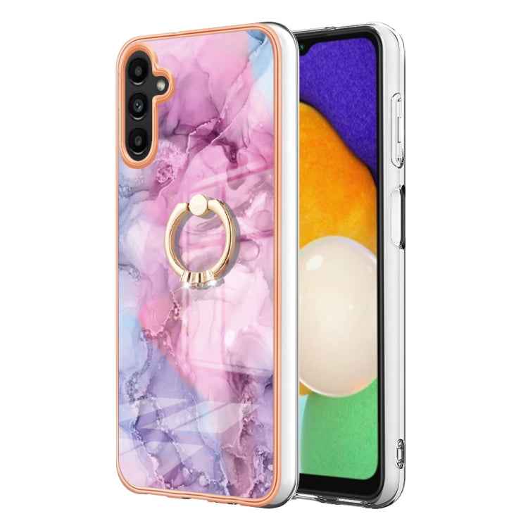Electroplating Marble Dual-side IMD Phone Case with Ring, For Samsung Galaxy A15 5G, For Samsung Galaxy A55, For Samsung Galaxy A35, For Samsung Galaxy S24 Ultra 5G, For Samsung Galaxy S24+ 5G, For Samsung Galaxy S24 5G, For Samsung Galaxy A05���������...