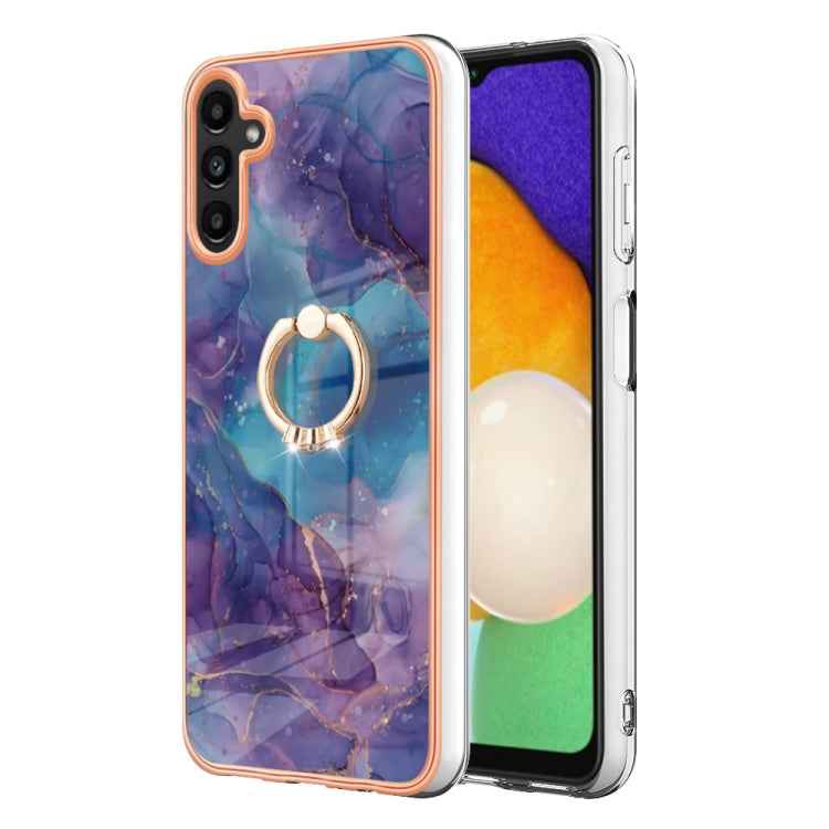 Electroplating Marble Dual-side IMD Phone Case with Ring, For Samsung Galaxy A15 5G, For Samsung Galaxy A55, For Samsung Galaxy A35, For Samsung Galaxy S24 Ultra 5G, For Samsung Galaxy S24+ 5G, For Samsung Galaxy S24 5G, For Samsung Galaxy A05���������...