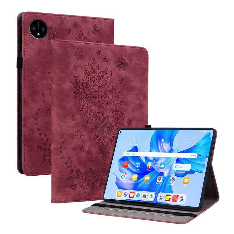 Butterfly Rose Embossed Leather Tablet Case, For Huawei MatePad Mini 2025, For Huawei MatePad Pro 11 2022, For Huawei MatePad SE 10.4, For Huawei MatePad Pro 10.8 2021 / 2018, For Huawei MatePad T 10s/Enjoy Tablet 2, For Huawei MediaPad M5 Lite / C5 10.1
