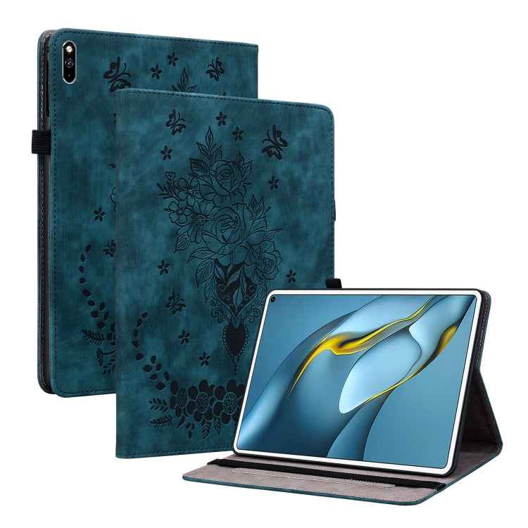Butterfly Rose Embossed Leather Tablet Case, For Huawei MatePad Mini 2025, For Huawei MatePad Pro 11 2022, For Huawei MatePad SE 10.4, For Huawei MatePad Pro 10.8 2021 / 2018, For Huawei MatePad T 10s/Enjoy Tablet 2, For Huawei MediaPad M5 Lite / C5 10.1