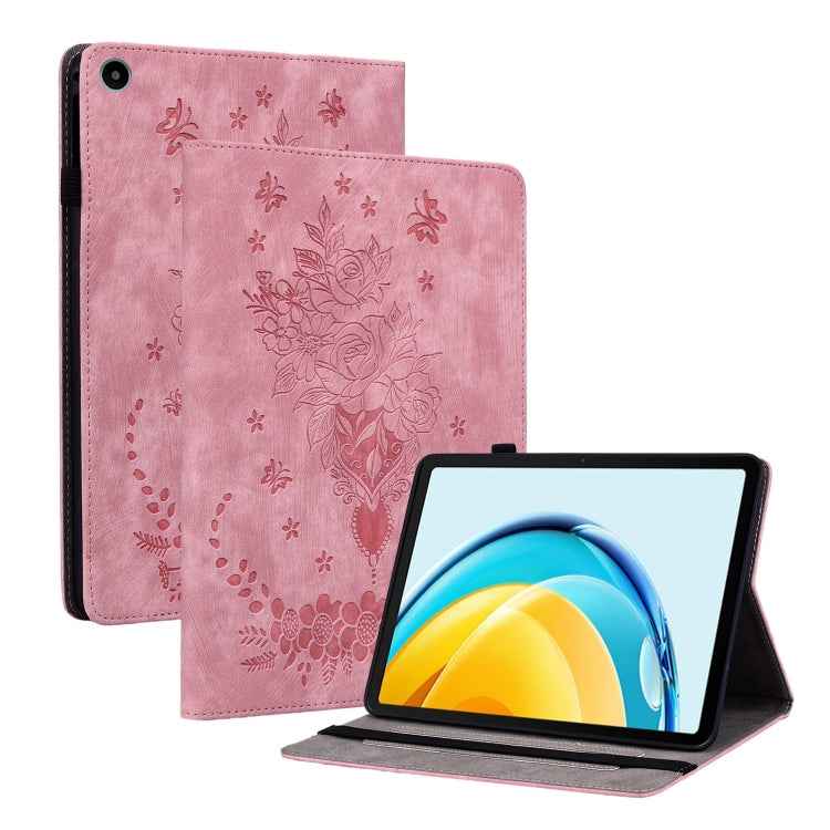 Butterfly Rose Embossed Leather Tablet Case, For Huawei MatePad Mini 2025, For Huawei MatePad Pro 11 2022, For Huawei MatePad SE 10.4, For Huawei MatePad Pro 10.8 2021 / 2018, For Huawei MatePad T 10s/Enjoy Tablet 2, For Huawei MediaPad M5 Lite / C5 10.1