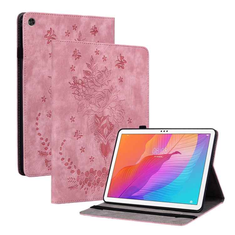 Butterfly Rose Embossed Leather Tablet Case, For Huawei MatePad Mini 2025, For Huawei MatePad Pro 11 2022, For Huawei MatePad SE 10.4, For Huawei MatePad Pro 10.8 2021 / 2018, For Huawei MatePad T 10s/Enjoy Tablet 2, For Huawei MediaPad M5 Lite / C5 10.1