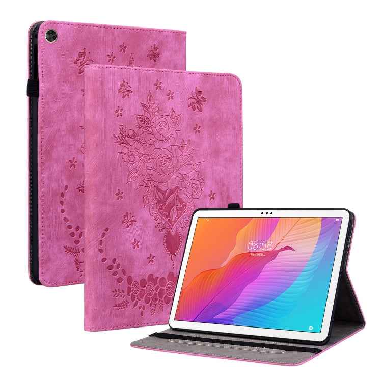 Butterfly Rose Embossed Leather Tablet Case, For Huawei MatePad Mini 2025, For Huawei MatePad Pro 11 2022, For Huawei MatePad SE 10.4, For Huawei MatePad Pro 10.8 2021 / 2018, For Huawei MatePad T 10s/Enjoy Tablet 2, For Huawei MediaPad M5 Lite / C5 10.1