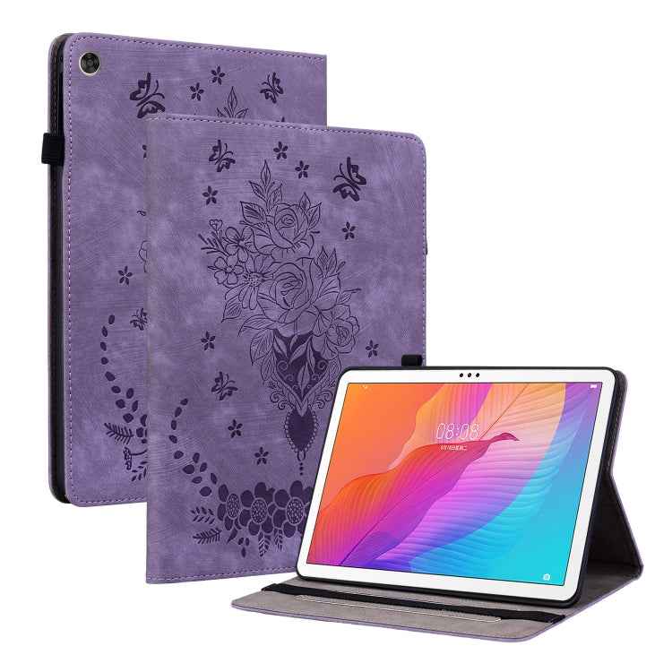 Butterfly Rose Embossed Leather Tablet Case, For Huawei MatePad Mini 2025, For Huawei MatePad Pro 11 2022, For Huawei MatePad SE 10.4, For Huawei MatePad Pro 10.8 2021 / 2018, For Huawei MatePad T 10s/Enjoy Tablet 2, For Huawei MediaPad M5 Lite / C5 10.1