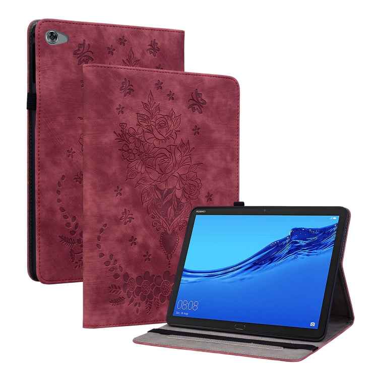 Butterfly Rose Embossed Leather Tablet Case, For Huawei MatePad Mini 2025, For Huawei MatePad Pro 11 2022, For Huawei MatePad SE 10.4, For Huawei MatePad Pro 10.8 2021 / 2018, For Huawei MatePad T 10s/Enjoy Tablet 2, For Huawei MediaPad M5 Lite / C5 10.1