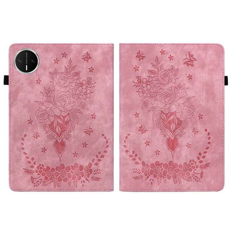 Butterfly Rose Embossed Leather Tablet Case, For Huawei MatePad Mini 2025, For Huawei MatePad Pro 11 2022, For Huawei MatePad SE 10.4, For Huawei MatePad Pro 10.8 2021 / 2018, For Huawei MatePad T 10s/Enjoy Tablet 2, For Huawei MediaPad M5 Lite / C5 10.1
