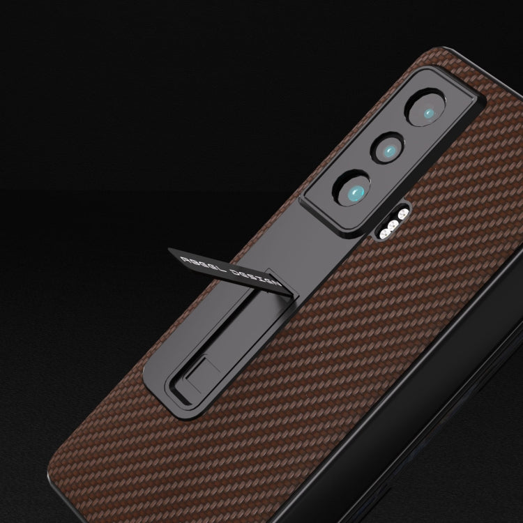 Carbon Fiber Texture Integrated Protective Phone Case with Holder