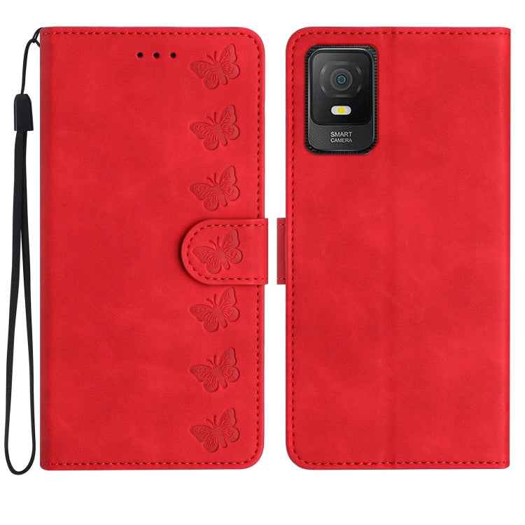 Seven Butterflies Embossed Leather Phone Case, For TCL 40 SE, For TCL 405 / 406 / 408