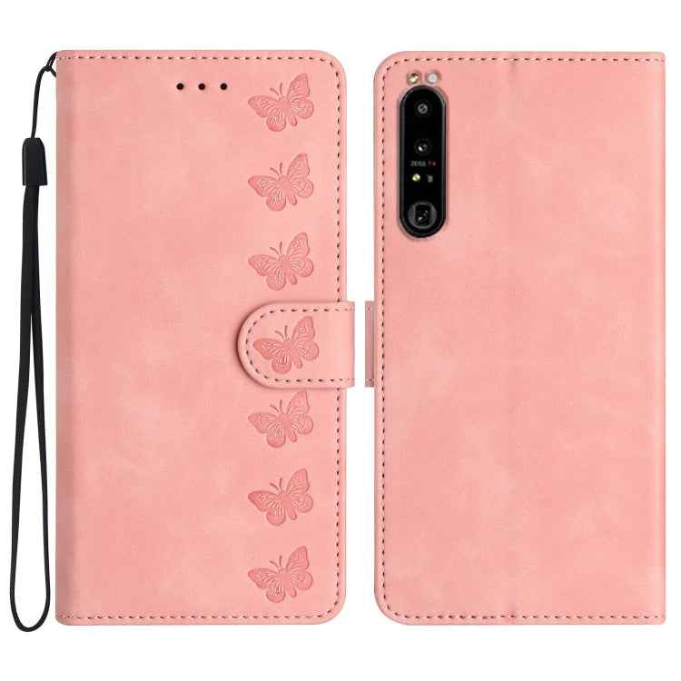 Seven Butterflies Embossed Leather Phone Case, For Sony Xperia 10 VI, For Sony Xperia 1 VI, For Sony Xperia 1 V 2023, For Sony Xperia 10 V 2023, For Sony Xperia 1 IV, For Sony Xperia L4, For Sony Xperia 5, For Sony Xperia L3
