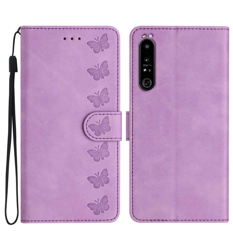 Seven Butterflies Embossed Leather Phone Case, For Sony Xperia 10 VI, For Sony Xperia 1 VI, For Sony Xperia 1 V 2023, For Sony Xperia 10 V 2023, For Sony Xperia 1 IV, For Sony Xperia L4, For Sony Xperia 5, For Sony Xperia L3