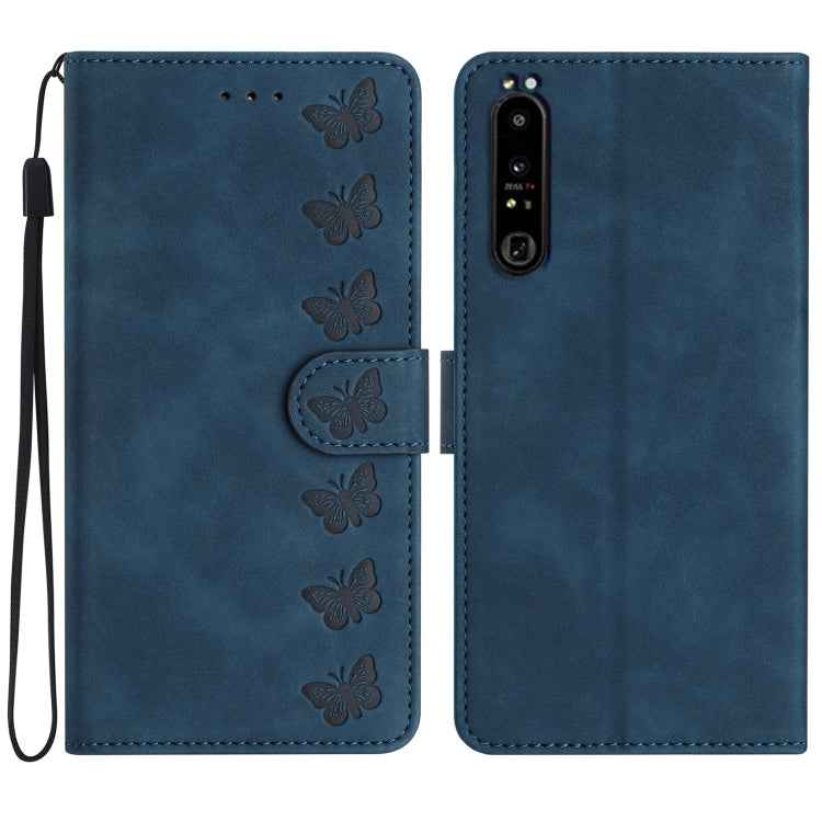 Seven Butterflies Embossed Leather Phone Case, For Sony Xperia 10 VI, For Sony Xperia 1 VI, For Sony Xperia 1 V 2023, For Sony Xperia 10 V 2023, For Sony Xperia 1 IV, For Sony Xperia L4, For Sony Xperia 5, For Sony Xperia L3