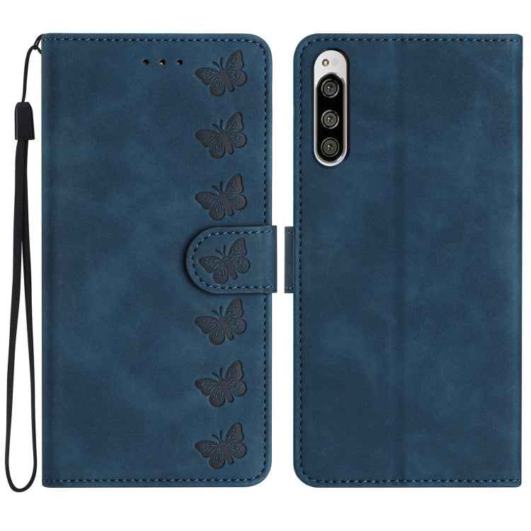 Seven Butterflies Embossed Leather Phone Case, For Sony Xperia 10 VI, For Sony Xperia 1 VI, For Sony Xperia 1 V 2023, For Sony Xperia 10 V 2023, For Sony Xperia 1 IV, For Sony Xperia L4, For Sony Xperia 5, For Sony Xperia L3