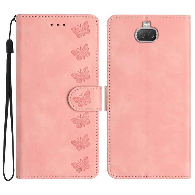 Seven Butterflies Embossed Leather Phone Case, For Sony Xperia 10