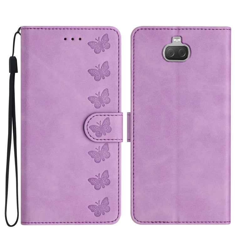 Seven Butterflies Embossed Leather Phone Case, For Sony Xperia 10