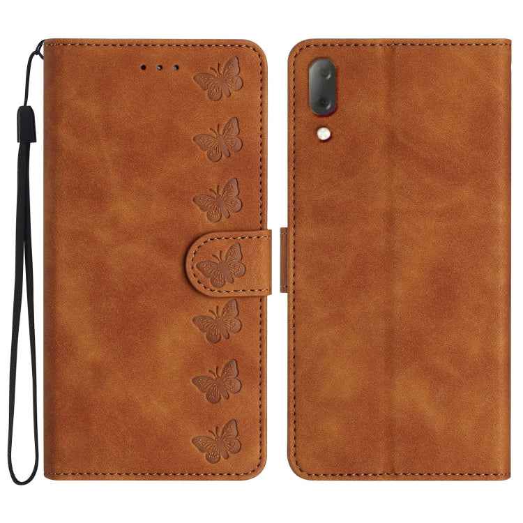 Seven Butterflies Embossed Leather Phone Case, For Sony Xperia 10 VI, For Sony Xperia 1 VI, For Sony Xperia 1 V 2023, For Sony Xperia 10 V 2023, For Sony Xperia 1 IV, For Sony Xperia L4, For Sony Xperia 5, For Sony Xperia L3