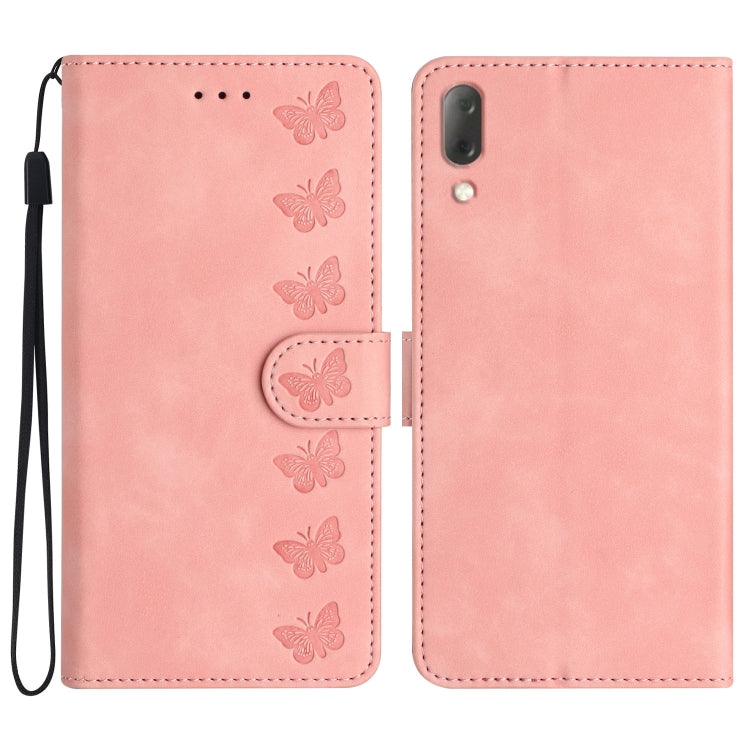 Seven Butterflies Embossed Leather Phone Case, For Sony Xperia 10 VI, For Sony Xperia 1 VI, For Sony Xperia 1 V 2023, For Sony Xperia 10 V 2023, For Sony Xperia 1 IV, For Sony Xperia L4, For Sony Xperia 5, For Sony Xperia L3