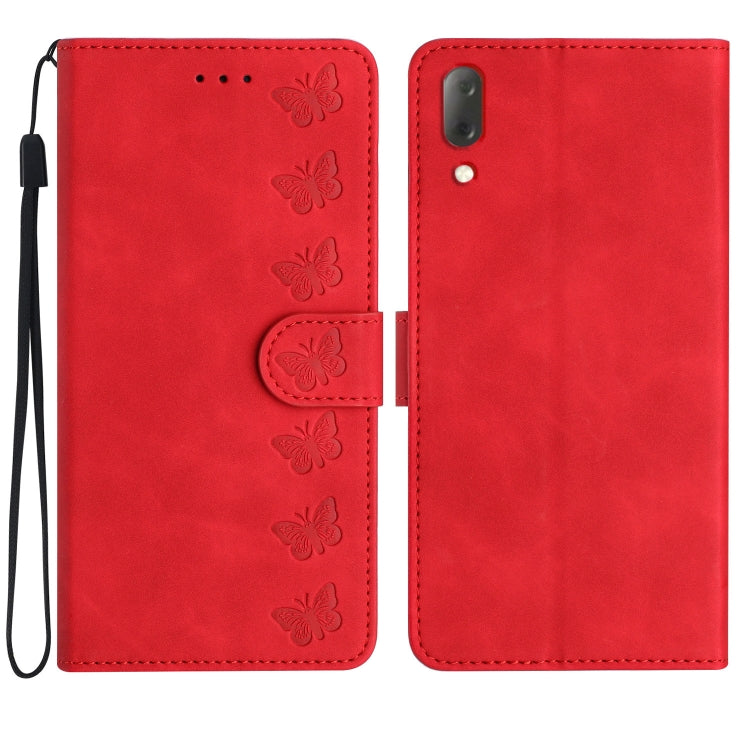 Seven Butterflies Embossed Leather Phone Case, For Sony Xperia 10 VI, For Sony Xperia 1 VI, For Sony Xperia 1 V 2023, For Sony Xperia 10 V 2023, For Sony Xperia 1 IV, For Sony Xperia L4, For Sony Xperia 5, For Sony Xperia L3