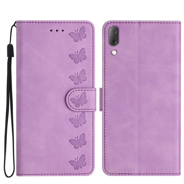 Seven Butterflies Embossed Leather Phone Case, For Sony Xperia 10 VI, For Sony Xperia 1 VI, For Sony Xperia 1 V 2023, For Sony Xperia 10 V 2023, For Sony Xperia 1 IV, For Sony Xperia L4, For Sony Xperia 5, For Sony Xperia L3