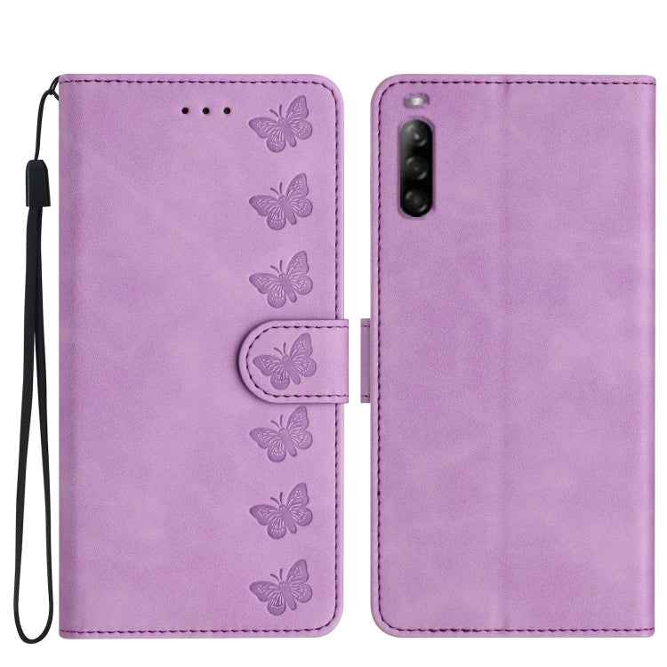 Seven Butterflies Embossed Leather Phone Case, For Sony Xperia 10 VI, For Sony Xperia 1 VI, For Sony Xperia 1 V 2023, For Sony Xperia 10 V 2023, For Sony Xperia 1 IV, For Sony Xperia L4, For Sony Xperia 5, For Sony Xperia L3