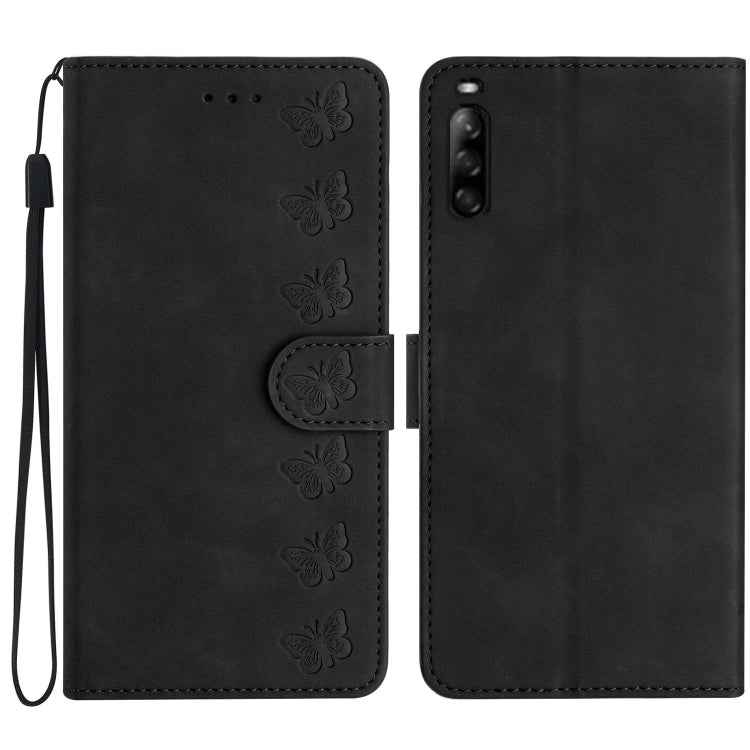 Seven Butterflies Embossed Leather Phone Case, For Sony Xperia 10 VI, For Sony Xperia 1 VI, For Sony Xperia 1 V 2023, For Sony Xperia 10 V 2023, For Sony Xperia 1 IV, For Sony Xperia L4, For Sony Xperia 5, For Sony Xperia L3