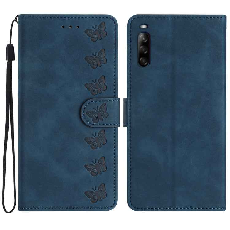 Seven Butterflies Embossed Leather Phone Case, For Sony Xperia 10 VI, For Sony Xperia 1 VI, For Sony Xperia 1 V 2023, For Sony Xperia 10 V 2023, For Sony Xperia 1 IV, For Sony Xperia L4, For Sony Xperia 5, For Sony Xperia L3
