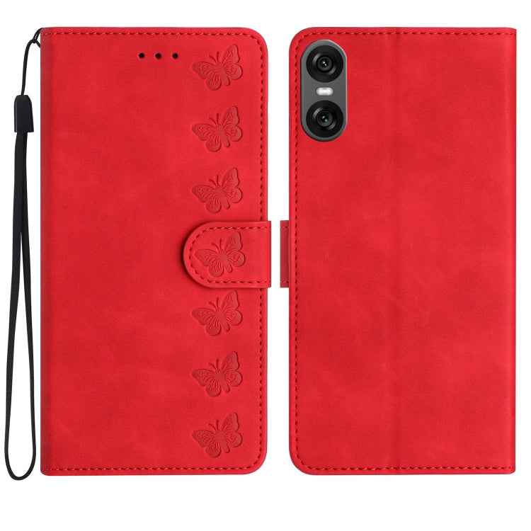 Seven Butterflies Embossed Leather Phone Case, For Sony Xperia 10 VI, For Sony Xperia 1 VI, For Sony Xperia 1 V 2023, For Sony Xperia 10 V 2023, For Sony Xperia 1 IV, For Sony Xperia L4, For Sony Xperia 5, For Sony Xperia L3