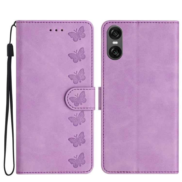 Seven Butterflies Embossed Leather Phone Case, For Sony Xperia 10 VI, For Sony Xperia 1 VI, For Sony Xperia 1 V 2023, For Sony Xperia 10 V 2023, For Sony Xperia 1 IV, For Sony Xperia L4, For Sony Xperia 5, For Sony Xperia L3