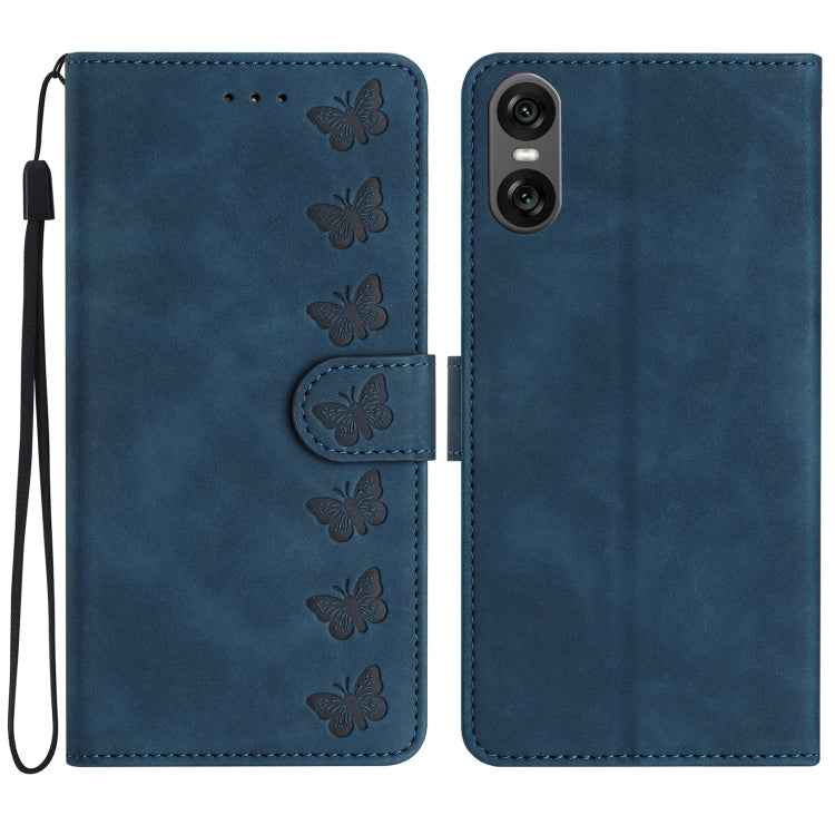 Seven Butterflies Embossed Leather Phone Case, For Sony Xperia 10 VI, For Sony Xperia 1 VI, For Sony Xperia 1 V 2023, For Sony Xperia 10 V 2023, For Sony Xperia 1 IV, For Sony Xperia L4, For Sony Xperia 5, For Sony Xperia L3