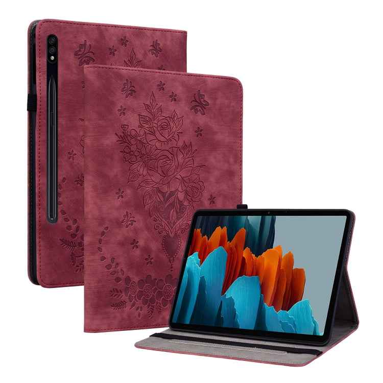 Butterfly Rose Embossed Leather Tablet Case, For Samsung Galaxy Tab S11, For Samsung Galaxy Tab А9+, For Samsung Galaxy Tab А9, For Samsung Galaxy Tab S9, For Samsung Galaxy Tab S9+, For Samsung Galaxy Tab S8+ / S7+ / S7 FE, For Samsung Galaxy Tab S7 /...
