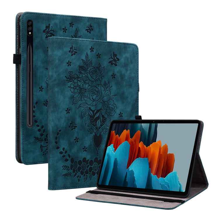 Butterfly Rose Embossed Leather Tablet Case, For Samsung Galaxy Tab S11, For Samsung Galaxy Tab А9+, For Samsung Galaxy Tab А9, For Samsung Galaxy Tab S9, For Samsung Galaxy Tab S9+, For Samsung Galaxy Tab S8+ / S7+ / S7 FE, For Samsung Galaxy Tab S7 /...