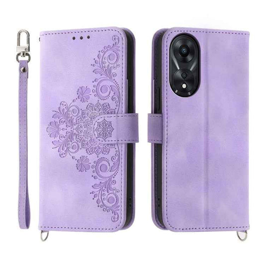 Skin Feel Flowers Embossed Wallet Leather Phone Case, For OPPO A78 5G Global/A58x Global/A1x 5G, For OPPO A52, For OPPO A79 5G
