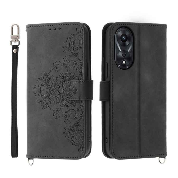 Skin Feel Flowers Embossed Wallet Leather Phone Case, For OPPO A78 5G Global/A58x Global/A1x 5G, For OPPO A52, For OPPO A79 5G