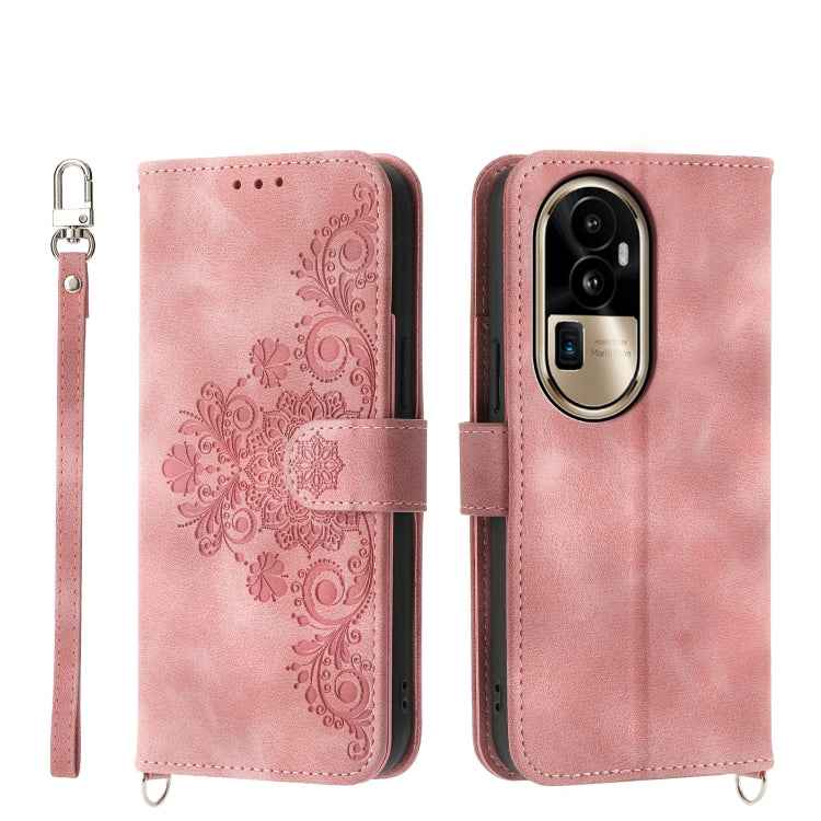 Skin Feel Flowers Embossed Wallet Leather Phone Case, For OPPO Reno12 F 4G / 5G / F27 India, For OPPO Reno11 F, For OPPO Reno11 Pro, For OPPO Reno11, For OPPO A2, For OPPO A38 4G, For OPPO A58 4G, For OPPO Reno10 Global / Reno10 Pro Global             ...