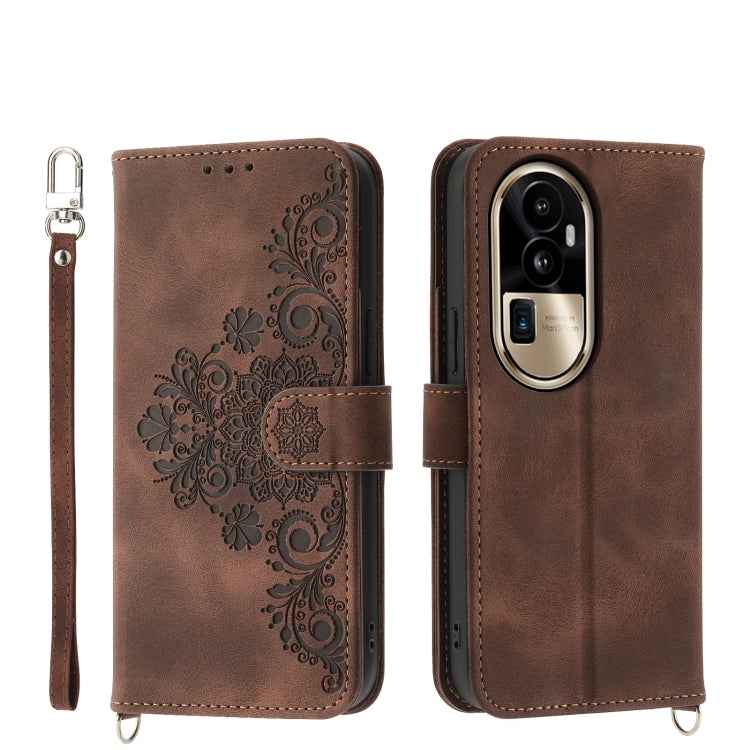 Skin Feel Flowers Embossed Wallet Leather Phone Case, For OPPO Reno12 F 4G / 5G / F27 India, For OPPO Reno11 F, For OPPO Reno11 Pro, For OPPO Reno11, For OPPO A2, For OPPO A38 4G, For OPPO A58 4G, For OPPO Reno10 Global / Reno10 Pro Global             ...