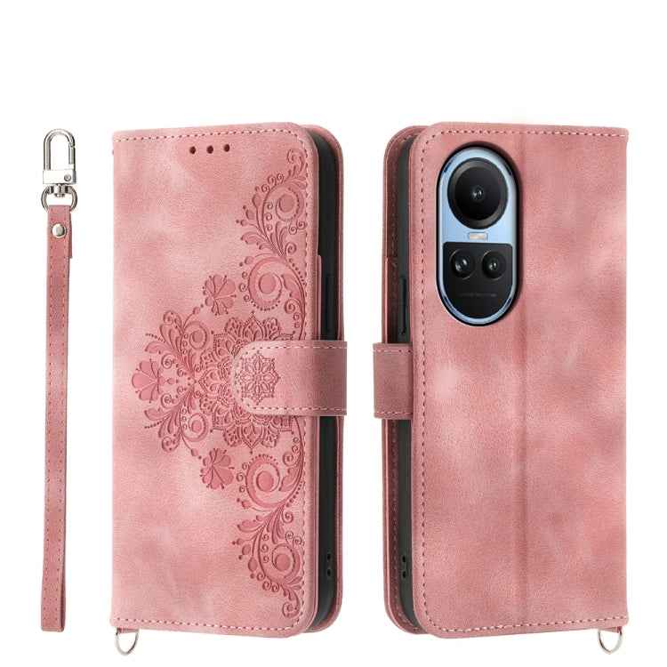 Skin Feel Flowers Embossed Wallet Leather Phone Case, For OPPO Reno12 F 4G / 5G / F27 India, For OPPO Reno11 F, For OPPO Reno11 Pro, For OPPO Reno11, For OPPO A2, For OPPO A38 4G, For OPPO A58 4G, For OPPO Reno10 Global / Reno10 Pro Global             ...
